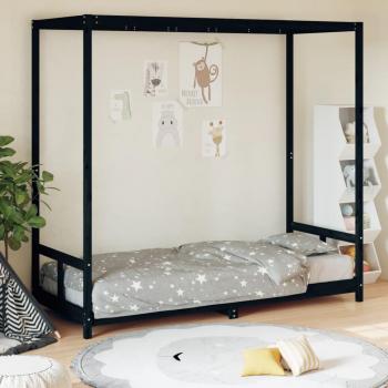 Estructura de cama para niños de madera maciza de pino negro 80x200 cm