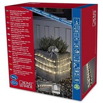 Tubo Luminoso LED Exterior 6 m con Sensor y 96 Luces de Color Blanco Cálido a Batería
