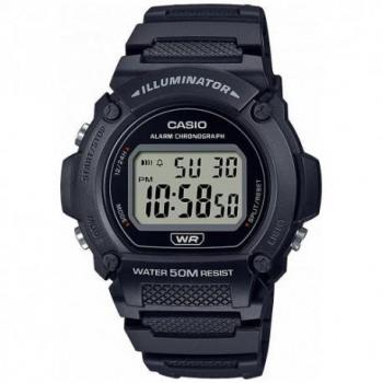 Casio Collection Men's Digital Watch W-219H-1AVEF with Black Rubber Strap, Daily Alarm, Stopwatch, and Auto Calendar