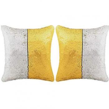 vidaXL 2X Cojines con Lentejuelas 45x45cm Dorado/Plateado Decoración de Hogar
