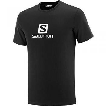 Salomon Coton Logo SS tee M Camiseta de Manga Corta, Hombre, Negro/Blanco