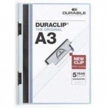 Carpeta Dossier A3 con Pinza Duraclip, capacidad para 60 hojas, color azul, paquete de 10 unidades