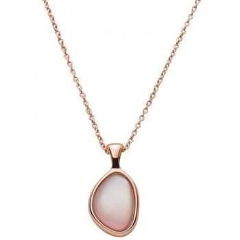 Skagen Agnethe Pendant Necklace Mother of Pearl Rose Gold Stainless Steel