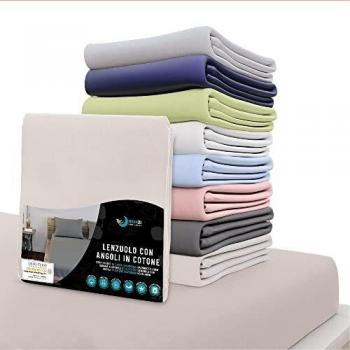 Dreamzie Sábana Bajera Jersey Algodón 140 x 190 cm, Beige, Solapa 22 cm - Garantizada Sin Productos Químicos