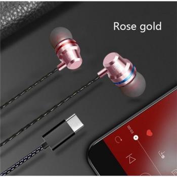Auriculares Tipo C Dinámicos HiFi USB-C con Graves, Auriculares In-ear de Metal para Deportes y Videojuegos con Micrófono para Xiaomi, Huawei, HTC y Samsung
