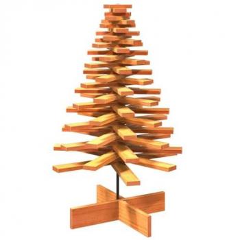 Árbol de Navidad de Adorno Madera Maciza Pino Marrón Cera 100 cm