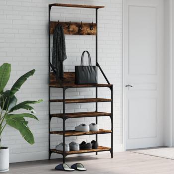 Perchero con zapatero roble ahumado 70x34x184 cm vidaXL, características: soporte para ropa, estantes para zapatos, disponible en color gris sonoma, negro y roble ahumado