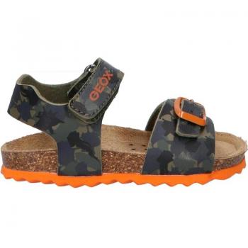 Sandalias de Niño Geox Modelo B Sandal Chalki Boy, características: color militar-naranja, diseño cómodo y transpirable, suela antideslizante, cierre ajustable