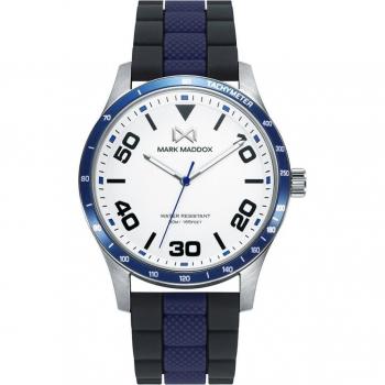 Mark Maddox - Reloj de hombre Mission tres agujas de acero y aluminio con correa de silicona