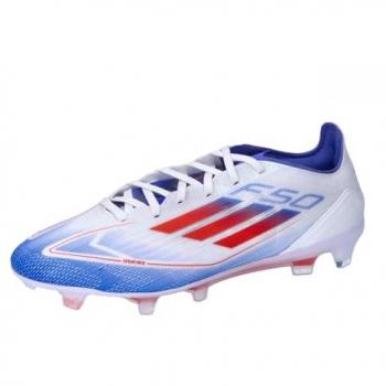 Botas de fútbol adidas F50 Pro FG, características: diseño ligero, tecnología SprintFrame para estabilidad y tracción en el campo, parte superior sintética que brinda un toque preciso al balón, suela FG adecuada para campos de césped firme,