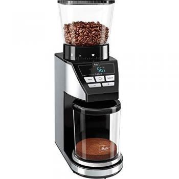 Melitta Calibra 1027-01, molinillo de cafe en grano electrico, muelas cónicas, 39 grados de molienda, báscula digital, pantalla LCD, 160W, 160 W, 0.38 kg, negro/Acero inoxidable
