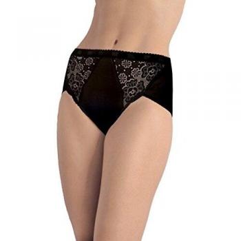 Slip Midi Sloggi Chic 4P con encaje elástico y algodón, color negro