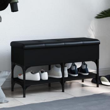 Banco de almacenamiento negro 82x32x45 cm madera multicapa