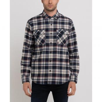 Camisa Replay gris de cuadros marino para hombre