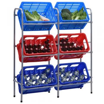 Estante de almacenamiento para 6 cajas de acero plateado 96x33x116 cm