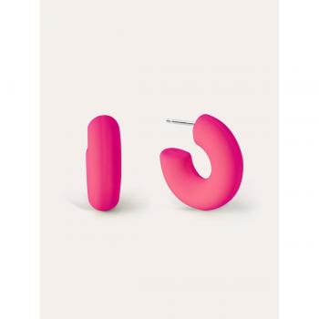 Pendientes Aro Gummy Fucsia en Acero con Baño de Oro 18K