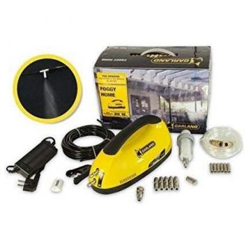 GARLAND FOGGY HOME - Nebulizador de terraza- 80 W. Programador analógico, filtro de agua y 6 difusores. 0,2 l/min de consumo de agua a 40 bar. 10 m de manguera, cortatubos. Climatiza hasta 35 m2.