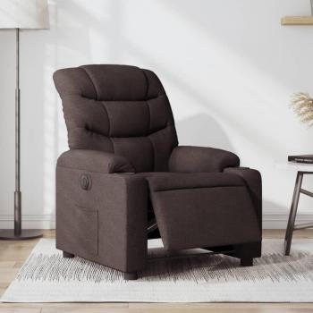 Sillón reclinable eléctrico de tela marrón oscuro