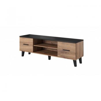 Cama RTV Lotta 160 con 2 puertas y 2 cajones, acabado wotan y negro mate