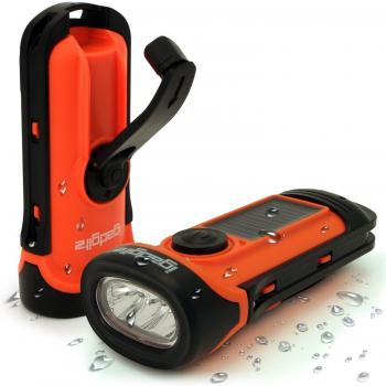 igadgitz Xtra LED Linterna Antorcha Flashlight Impermeable 5m Eco Recargable con Energía Solar y Dínamo con 5 Años de Garantía
