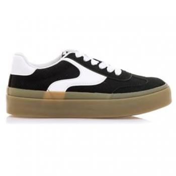 Zapatilla Deportiva con Plataforma Mustang Skaty para Mujer - Sneaker Casual Negra con Detalles Blancos y Cordones - Modelo 60541
