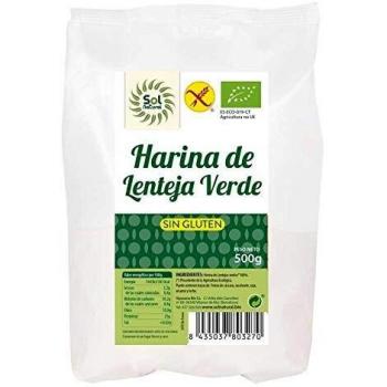 SOLNATURAL HARINA DE LENTEJA Verde SIN Gluten Bio 500 g, Estándar, Único