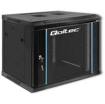 Armario RACK 19 Qoltec | 9U | 600 x 500 x 450 mm | Color Negro | Montaje en Pared