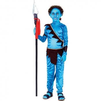 Disfraz de Guerrero Tribal azul para niño