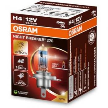 Lámpara Halógena para Vehículo OSRAM H4 P43T Night Breaker220 220% Más Brillo