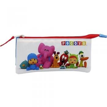 Estuche Portatodo Triple Pocoyo Blanco 78104 con diseño colorido y compartimentos amplios