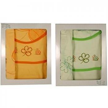 lote de 2 Juegos de sábanas para capazo de 35 x 75cm. una verde y una naranja,