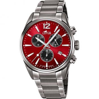 Reloj Lotus Chrono 18682/5 para Hombre con Esfera Roja y Pulsera de Acero Gris