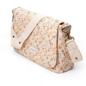 Suavinex Bolso Maternidad Bandolera Floral de Gran Capacidad, Impermeable, con Asas Ajustables al Carrito, Solapa y Cierre de Cremallera, Bolsillos Interiores