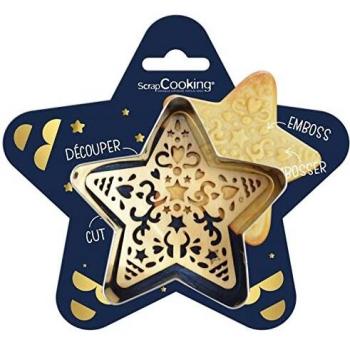 ScrapCooking 2090 Cortador + embosor Madera Estrella, Acero Inoxidable