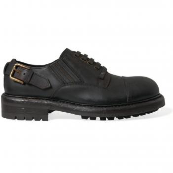 Dolce & Gabbana Brown Leather Lace Up Derby Men Dress Shoes - EU41/US8