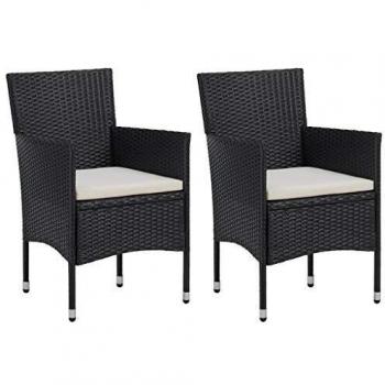Black Poly Rattan Garden Dining Chairs Set of 2