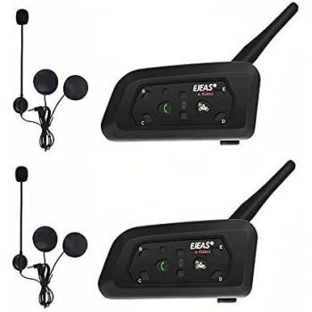 Ejeas V6 Pro 1200M Auriculares Intercomunicador Moto Inalambrico Bluetooth para Motocicletas, Impermeabilidad Intercomunicador Casco Moto, Comunicador Moto hasta 6 Jinetes