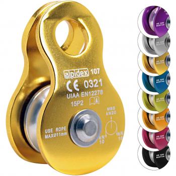 ALPIDEX Polea de reenvío Mobile Pulley 20 kN - para Cuerdas Textiles de hasta 11 mm de diámetro - EN12278, Color:Yellow