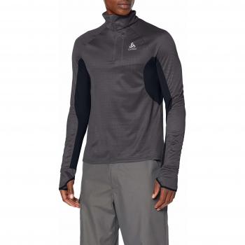 Odlo Midlayer 1/2 Zip Blaze ZW CERAMIWARM Jersey, Hombre, Black Graphite Grey-Stripes, Medium
