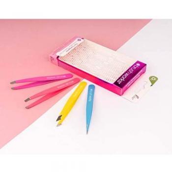 Brushworks Hd 4 Piece Combination Tweezer Set - Neon