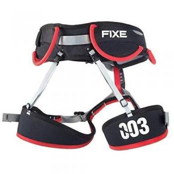 Arnés Fixe 003 Regulable para Escalada con Ajuste Personalizado (S/M) - Negro, Gris, Rojo