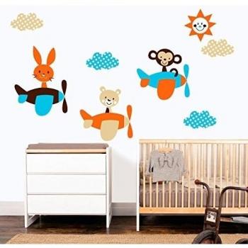 MYVINILO - Vinilo decorativo infantil - Paul & friends / naranja / beige / ma...
