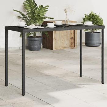 Mesa de jardín en vidrio negro 115x54x74 cm Polyrattan