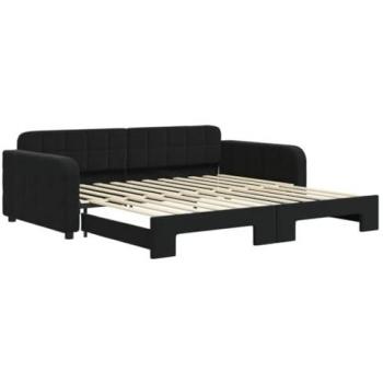 Sofá cama nido de terciopelo negro 100x200 cm