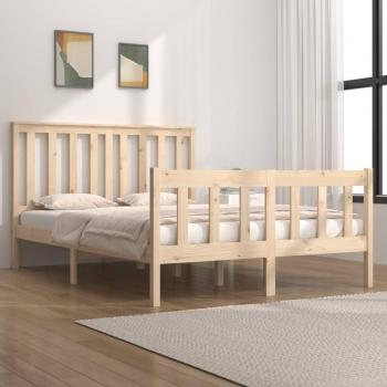 Cama de madera de pino gris 140x190 cm