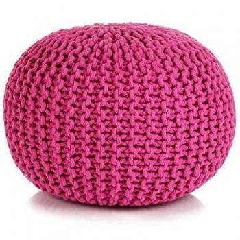Puf tejido a mano Day and Night 50x35 cm algodón rosa