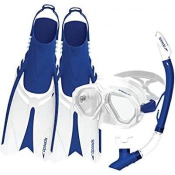 Gafas de natación Speedo Leisure Dual azul con lentes transparentes - S-M, máscara de lentes dobles, tubo y aletas