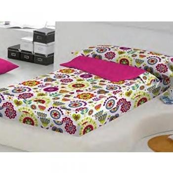 Euromoda Saco Nórdico Sin Relleno Shaila Blanco / Rosa Cama 90