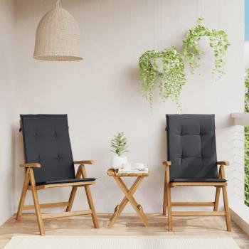 Reclining Teak Garden Chairs with Cushions - Set of 2