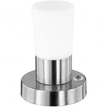 Lámpara de Mesa LED Táctil Cristo en Acero y Vidrio Blanco, Diseño Moderno